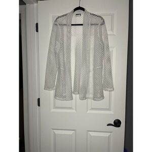 Bali Open Knit Mesh cardigan  white Large
